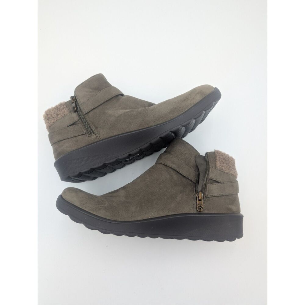 BZEES Gateway Cozy Booties Women's 11W Taupe Faux Fur Ankle Boots
